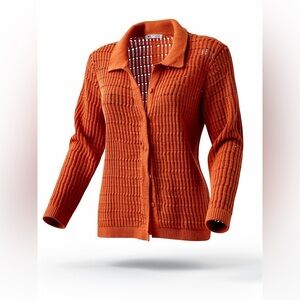 Zara Orange Open-Knit Cardigan